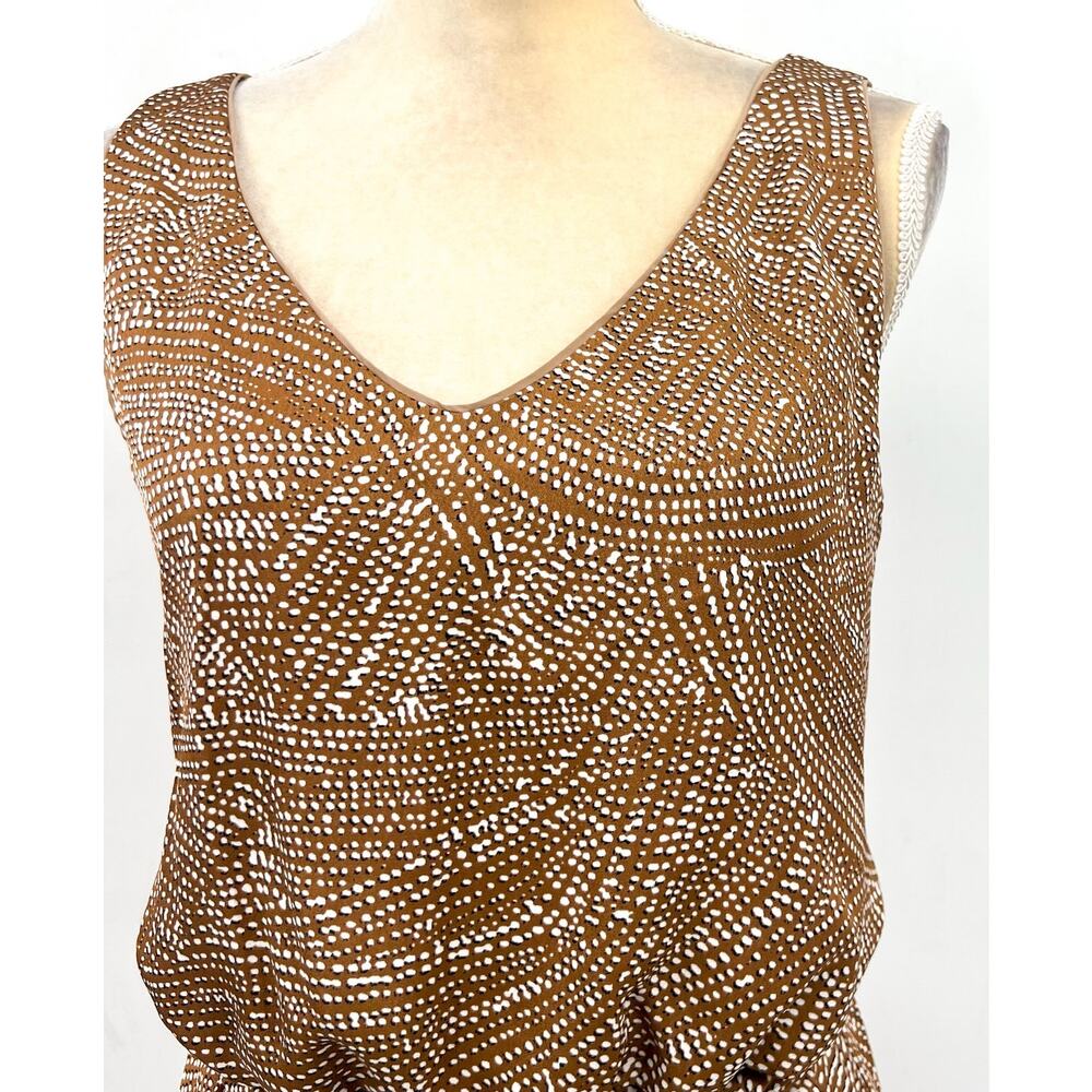 NIC+ZOE Womens Swirling Sands Bianca Dress Large Neutral Tan White Tank NWT - Picture 6 of 13
